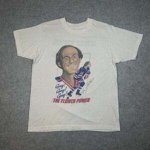 Vintage Guy Lafleur New York Rangers T Shirt Mens Size Large‎ White 1988 NHL